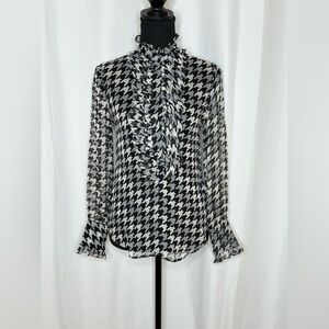 NWT Equipment Black and White Houndstooth Blouse